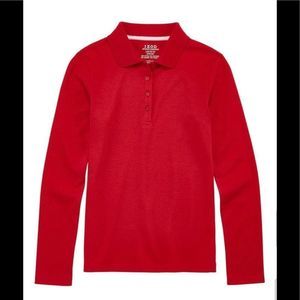 IZOD red long sleeve polo Shirt Size NWT